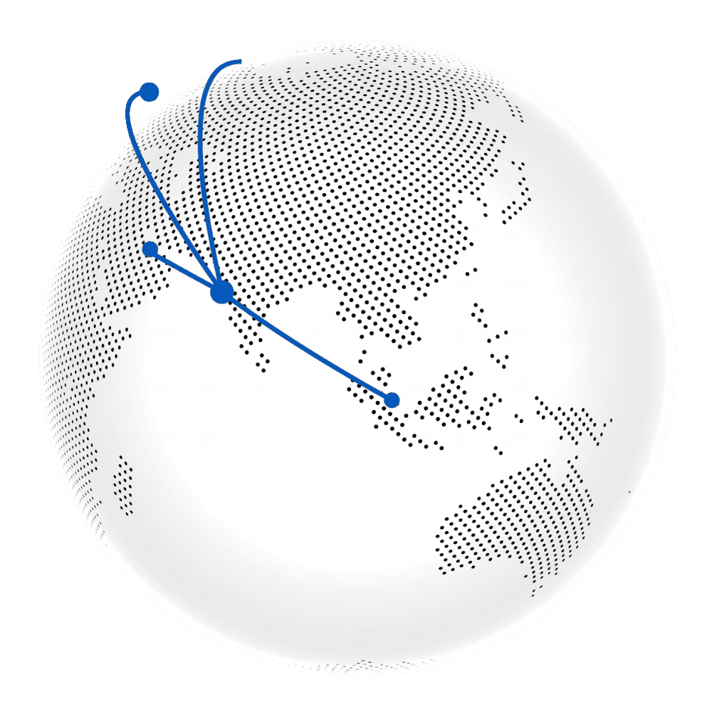 Global connectivity globe showing international export routes